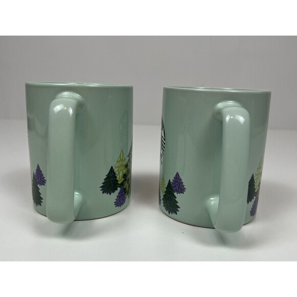 Starbucks Christmas Tree Holiday Mint Green Coffee Mugs set of 2, 11 oz 2020 - Picture 2 of 6